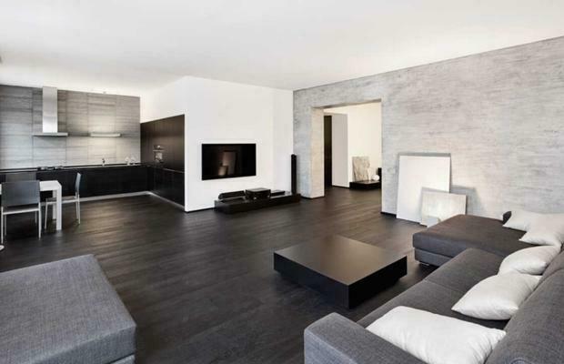 Sử dụng sàn gỗ tone màu xám mang lại vẻ đẹp tổng thể cho không gian căn phòng.